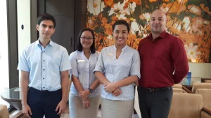 RMC Asia's CEO, Mike, with our hospitality internship participant, and hotel supervisors in Thailand