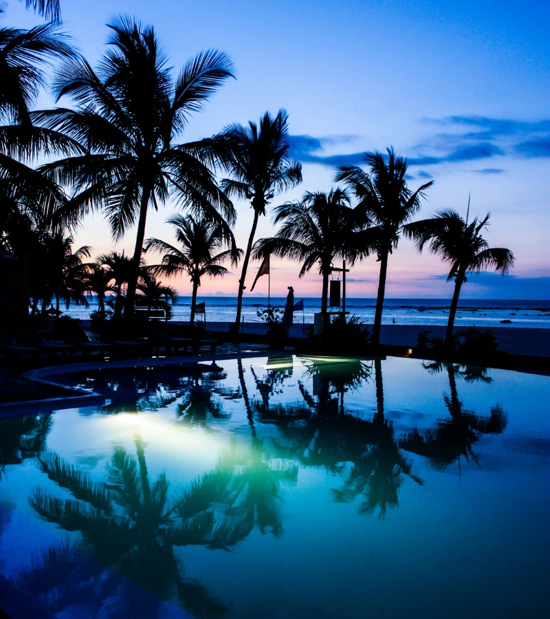 sun set over horizon in mauritius